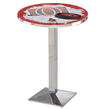 Holland Bar Stool Co 42" Chrome Ottawa Senators Pub Table, 28" dia. Top L217C4228OttSen-D2